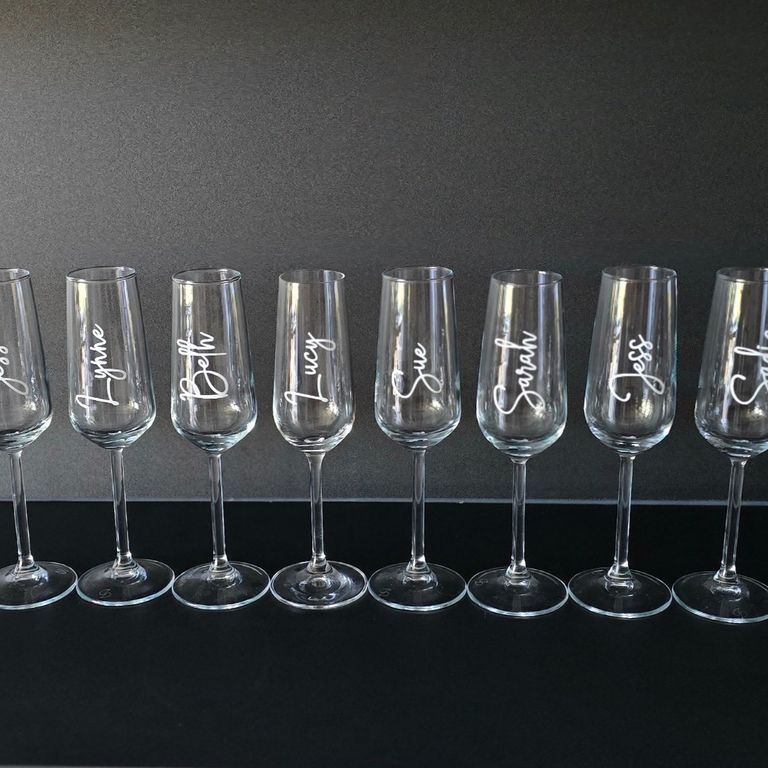 Personalised prosecco flutes